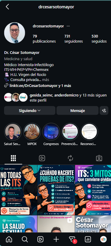Perfil de Instagram del Dr. César Sotomayor